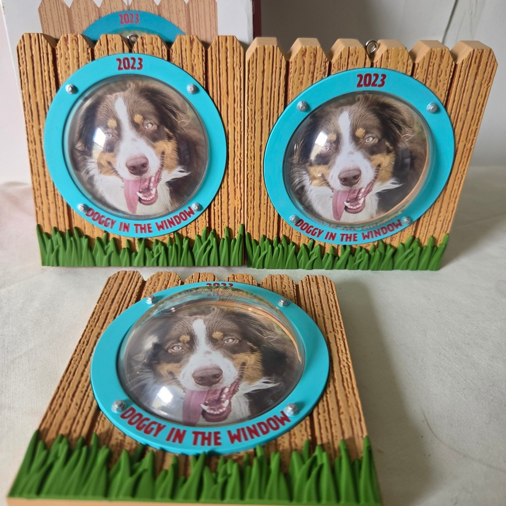 Hallmark Keepsake 2023 Doggy In The Window Australian Shepherd Ornament Set of 3